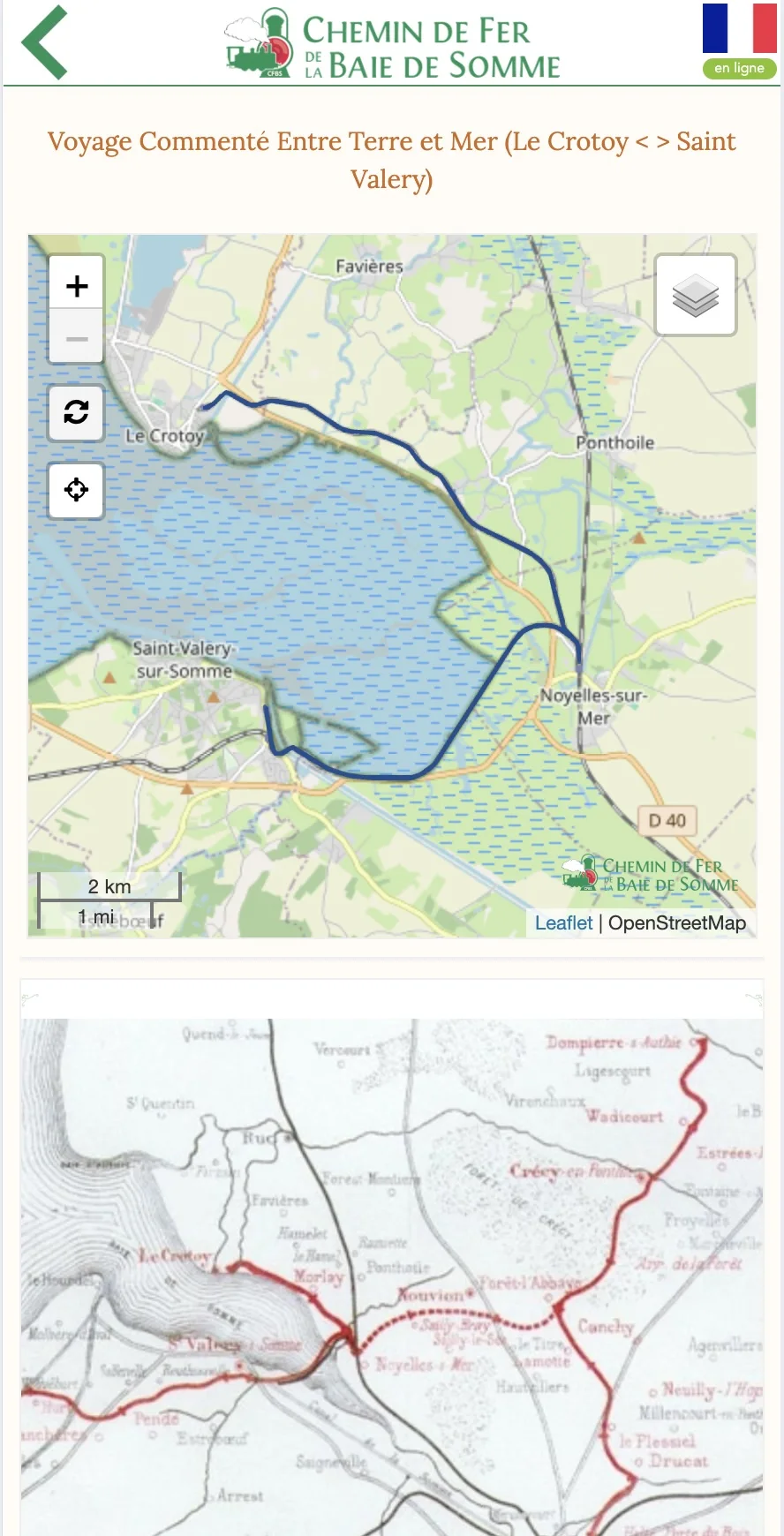 Carte du voyage commenté entre terre et mer